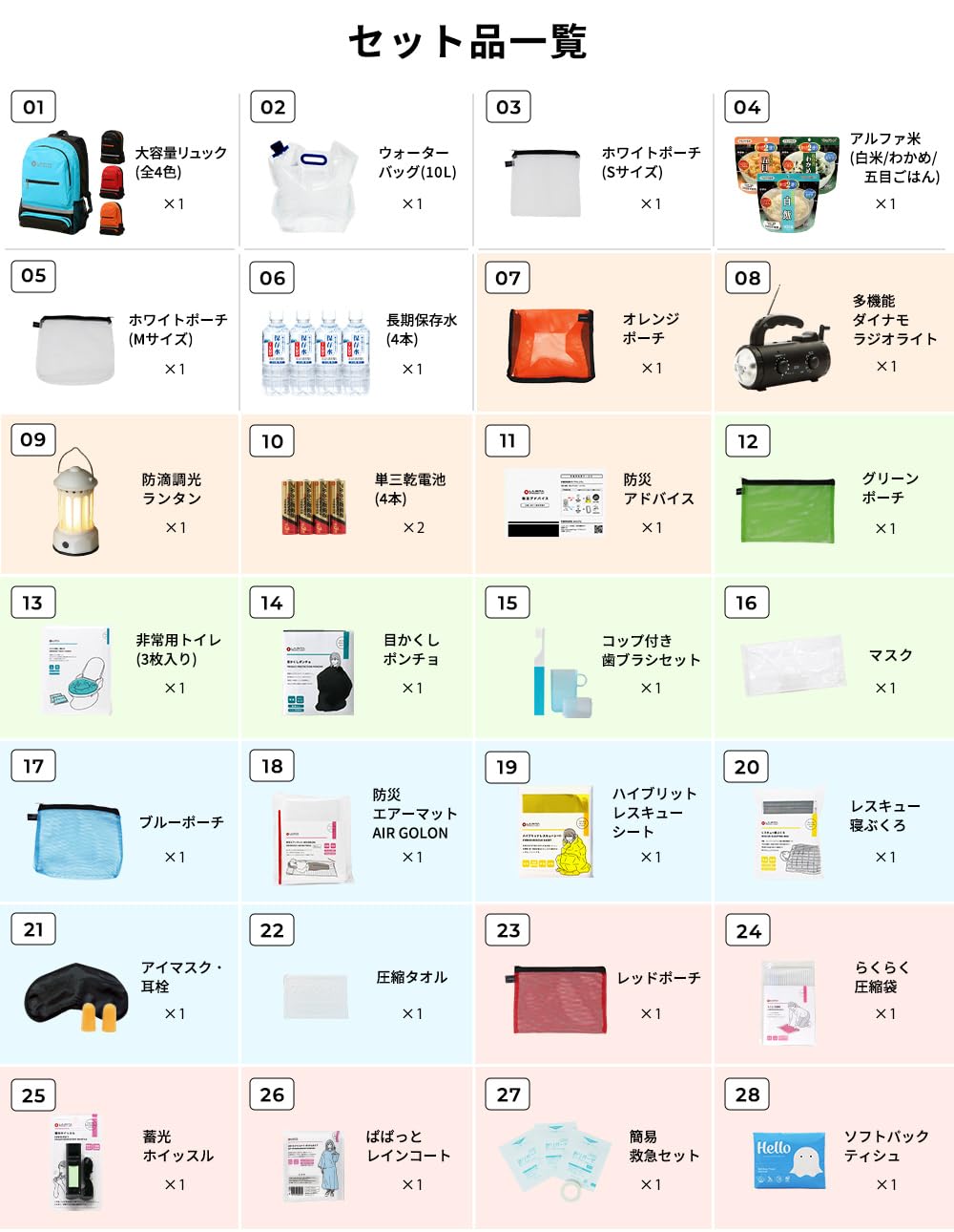 LA・PITA SHELTERプレミアム 1人用 オレンジ 防災セット